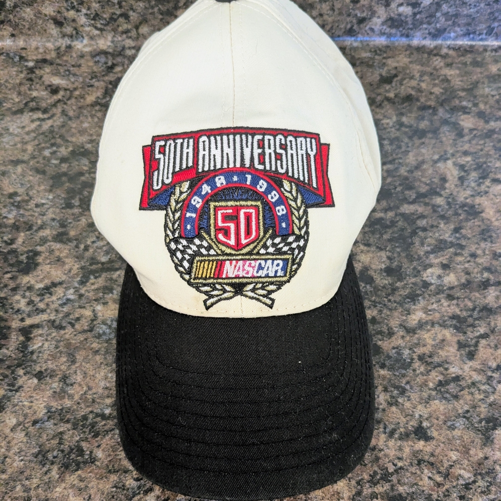 NASCAR 50th Anniversary Vintage 90s 1998 Strapback Hat Cap Racing VTG Track Gear